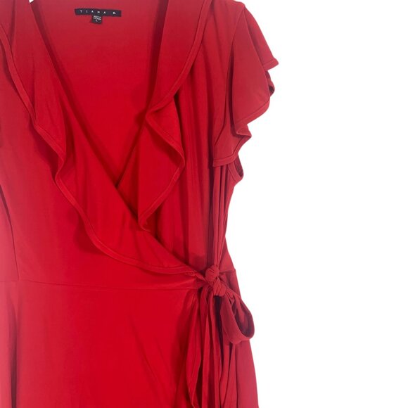 Tiana B Red scarlet  Wrap Dress size large - Picture 12 of 15